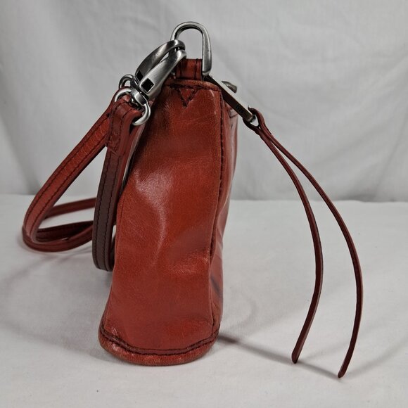 HOBO International Cadence Red Orange Leather Wristlet Demi Crossbody Purse Bag - Picture 7 of 15